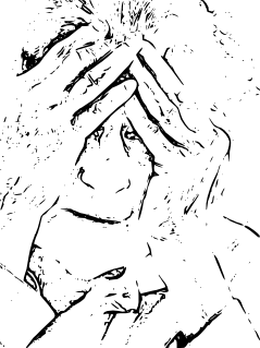Abstract sketch of woman with Alzheimer's disease